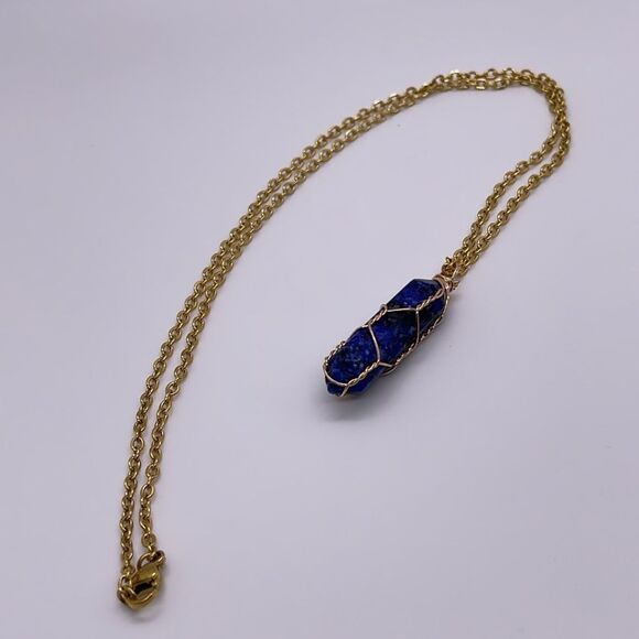 NWT Wool + Pepper Co. Lapis Lazuli Crystal Necklace - Anti Depression - Picture 3 of 5